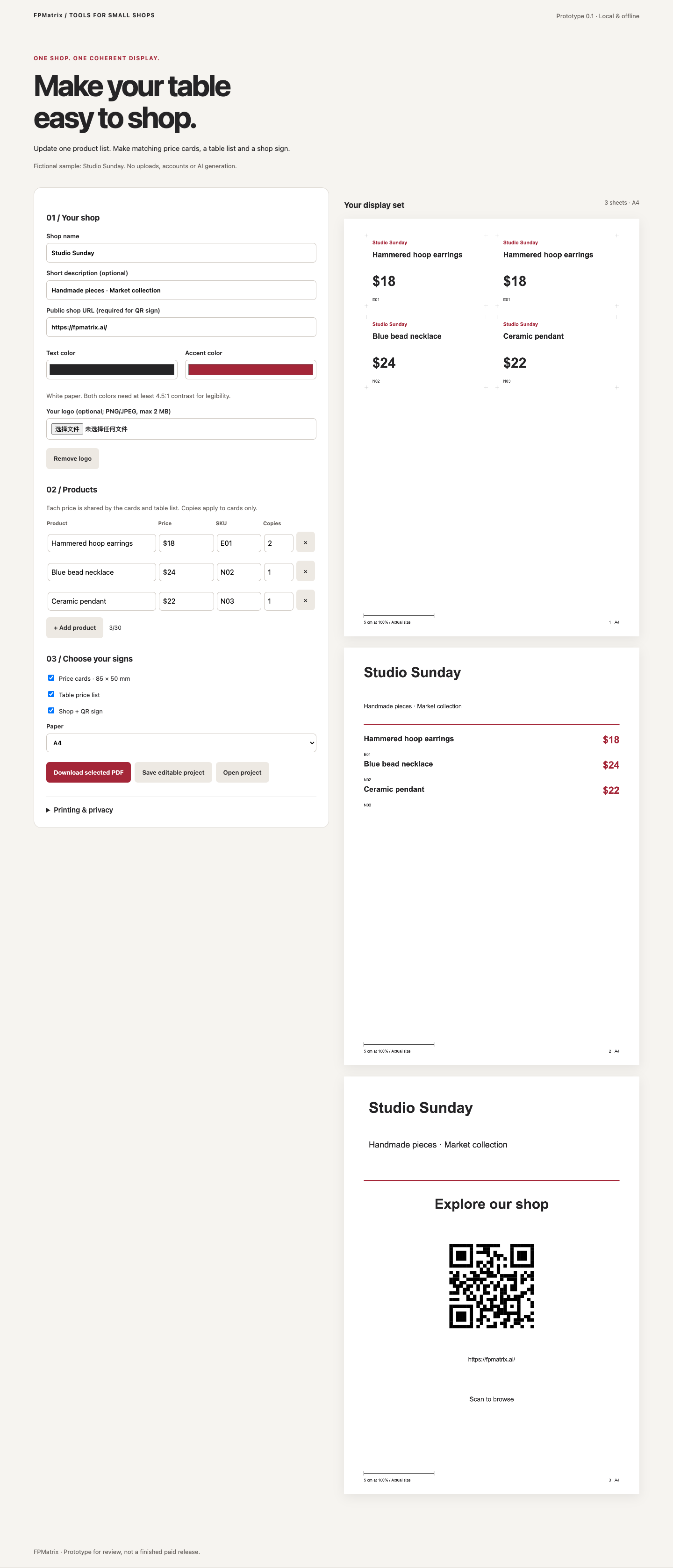 Existing desktop test screenshot of Market Display Kit