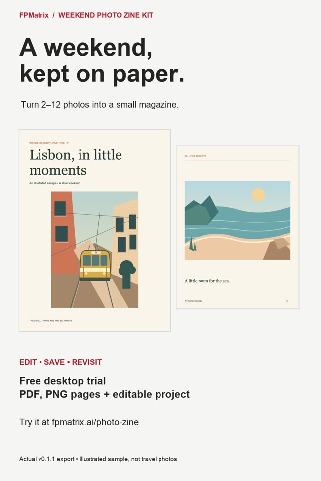 Actual v0.1.1 cover and page exports, using the original illustrated demo